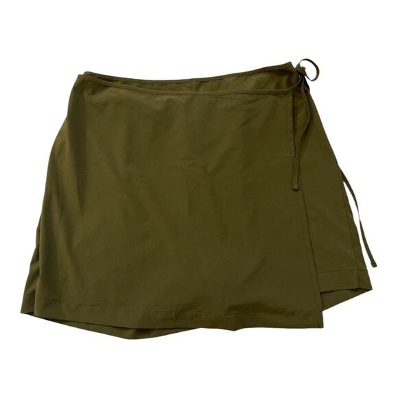 Girlfriend Collective Women's Stretch Woven Wrap Skort Dark Olive Size Large - Picture 3 of 6